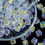 Guoxin 100 Pcs Glass Cube Beads AB Plated Spacer Beads Crystal for DIY Craft Jewelry Making Bracelets 8MM (Cube)