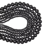 Gemstone Beads for Jewelry Making, Sold per Bag 5 Strands Inside, Black Lava 4mm