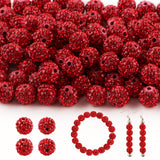 HHCFAST 120Pcs 10mm Rhinestone Beads for Jewelry Making, Red Round Sparkly Clay Crystal Disco Ball Beads for Necklace Bracelet a