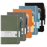 5 Pack A6 Fabric Texture Small Pocket Notebook 200 Pages Journals with Pen