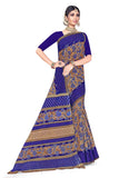 Tamaira Fashion Women'S Plain Weave Floral Print Pure Cotton Saree Without Blouse Piece(11146_Beige&Blue)