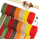 WILLBOND 14 Roll Thanksgiving Fall Burlap Ribbon 7 Colors Natural Yellow Red Orange Sage Brown Burgundy Burlap Wired Ribbon 1 In