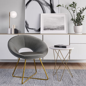 Simplihome Barrett 24 Inch Wide Mid Century Modern Accent Chair In Grey Velvet Fabric, For The Living And Family Room