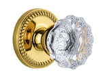 Grandeur 821958, Single Dummy, Polished Brass Newport Rosette with Fontainebleau Crystal Knob
