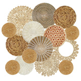 15 Pcs Boho Wall Basket Decor Handcrafted Seagrass Woven Wall Basket Rustic Round Woven Hanging Art for Home Farmhouse Kitchen T