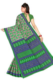 Tamaira Fashion Womens Plain Weave Pure Cotton Saree Without Blouse Piece(1354_Grey&Parrotgreen)