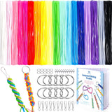 PP OPOUNT Lanyard String Kit for Friendship Bracelet & Keychain Making, 18 Solid-Color Gimp Kit with Tools & Guide, Plastic Boon