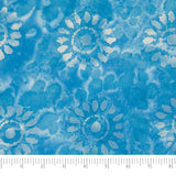 Singer Fabric - 100% Cotton, Batik Collection, Light Sky Blue Sunflower, 42 Inches, 2 Yard Precut
