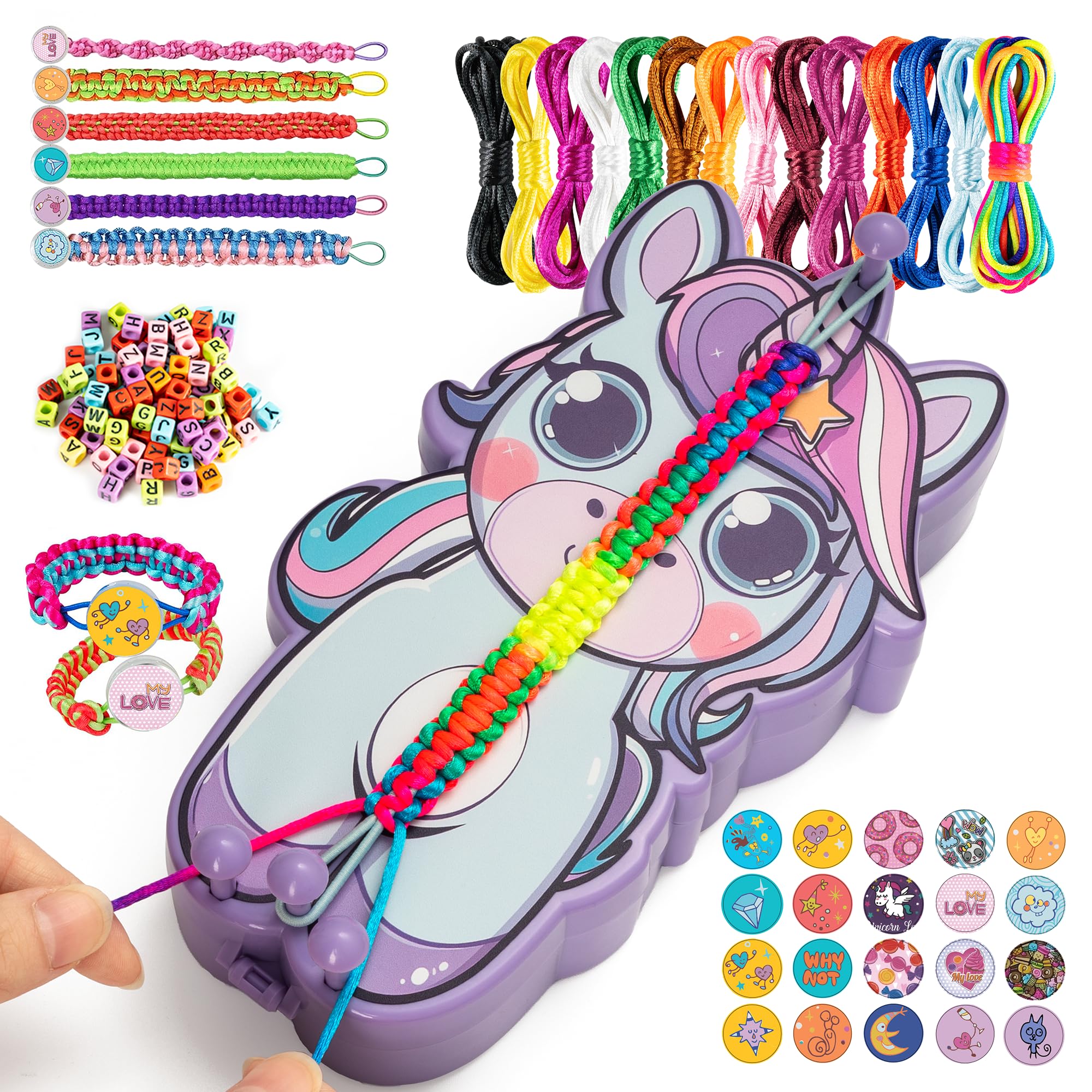 AONTESS Friendship Bracelet Making Kit for Girls: Unicorn Bracelet Maker Tool with Beads, String & Tutorial Cards - DIY Jewelry 