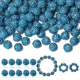LAIDANLA 120pcs 10mm Blue Rhinestone Beads Baseball Beads for Crafting, Shiny Round Shamballa Disco Beads, Sparkle Crystal Clay 