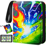 Trading Card Binder,4 Pocket Card Collection Binder with 50 Removable Sleeves Can Hold 400 Cards, Waterproof Card Holder for Spo