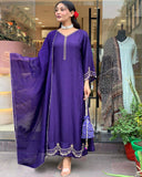 Gosriki Women'S Rayon Blend Anarkali Embroidered Kurta With Pant & Dupatta (Ranibai Blue-Gs_5Xl_Blue_Xxxxx-Large),Blue,5,B0DP2F5YG5