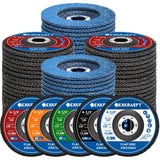 Flap Discs 4 1/2 for Angle Grinder - EXKRAEFT 50pcs Grinding Discs, 40/60/80/120 Grit T29 & 40 Grit T27 Angle Grinder Sanding Di