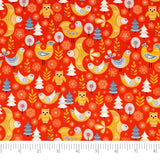 Singer Fabrics, 100% Cotton, Christmas Collection, Quilting Sewing Fabric, Modern Scandinavian Christmas Animals Red, Cut by Yar