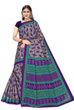 TAMAIRA FASHION Womens Plain Weave Pure Cotton Saree Without Blouse Piece(1354_Grey&Purple)