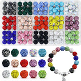 Dowarm 150PCS 10MM Rhinestone Beads for Jewelry Making, Mix 15 Colors Round Polymer Clay Crystal Beads for Crafts Bracelet Neckl
