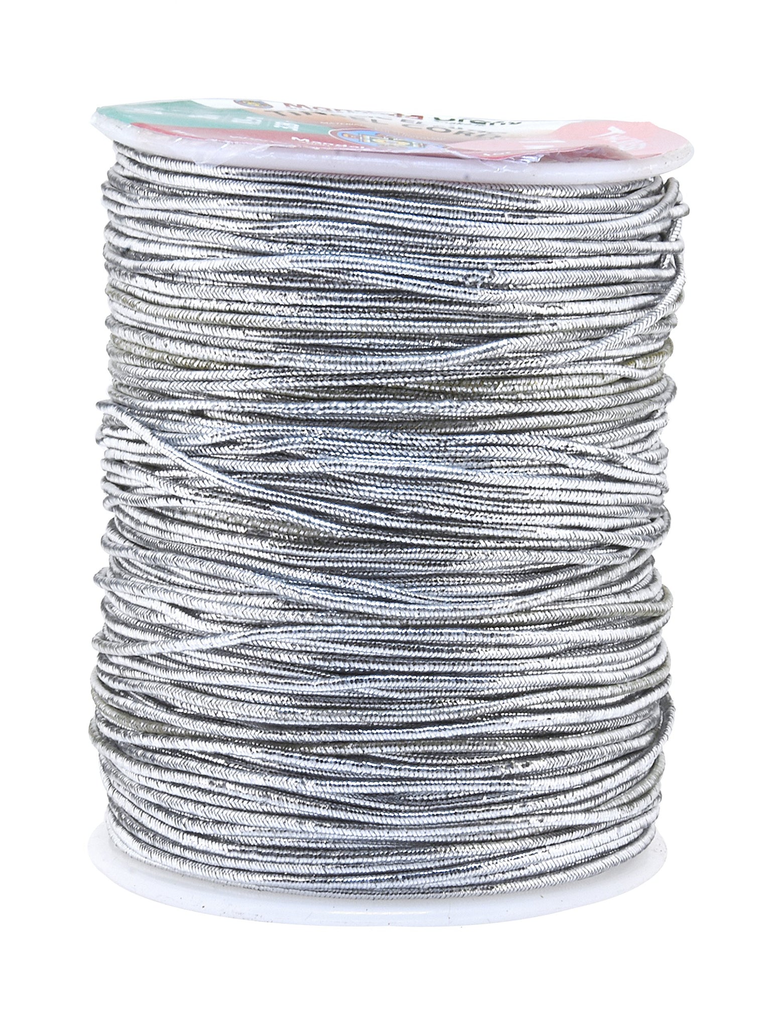 Mandala Crafts 2mm Metallic Cord Tinsel Rope for Gift Wrapping - Silver Cord Wrapping Ribbon - 100 Yds Non-Stretchy Silver Strin