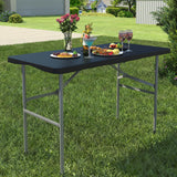 IWDOO Foldable Table 4ft, Plastic Folding Table, Portable Heavy Duty Dining Tables with Lock Function & Carrying Handle, Outdoor