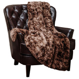 Chanasya Premium Wolf Faux Fur Throw Blanket - Soft, Fuzzy Sherpa & Minky Throw Blanket - for Bed or Couch - 50 x 65- Chocol