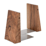 TILISMA Book Ends for Shelves Handmade Wooden Bookends with Metal Base, Walnut Tree Sturdy Book Holders for Heavy Books Fa