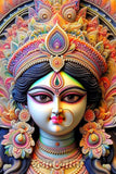 Cliths 8X12 Inch Maa Durga Face Wall Art, Hindu Wall Decor, Spiritual Home & Office Decoration, Lightweight Metal Wall Hanging F
