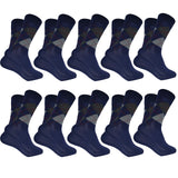 Queery MenS Diamond Cut Organic Cotton Crew Length Socks (Navy, Pack Of 10)
