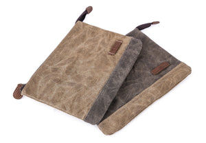 Gootium Waxed Canvas Zip Pouch Set - Zippered Makeup Bag Office Supply Folio Pencil Bag Multipurpose Organizer Accessories Holde