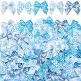 Syhood 150 Pcs Winter Mini Bow Tiny Twist Tie Bow Handmade Craft Ribbon for DIY Sewing Party Decor(1 Inch,Snowy)