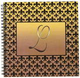 3dRose db_36090_1 Elegant Letter L Embossed in Gold Frame Over a Black FleurDeLis Pattern on a Gold Background Drawing Book, 8
