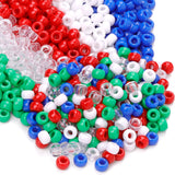 GMMA Red White Blue Green Pony Beads for Bracelets Christmas Beads for Friendship Bracelets 1000 Pcs Independent Day Plastic Bea
