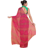 Anni Designer Pink Saree For Women'S Chiffon Fabric,Yellow,Free,Chiffon,with blouse piece,