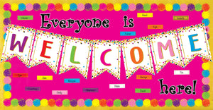 Confetti Pennants Welcome Bulletin Board