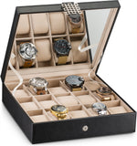 Glenor Co Watch Box for Women 15 Slot Classic Watch Case Display Organizer Wit