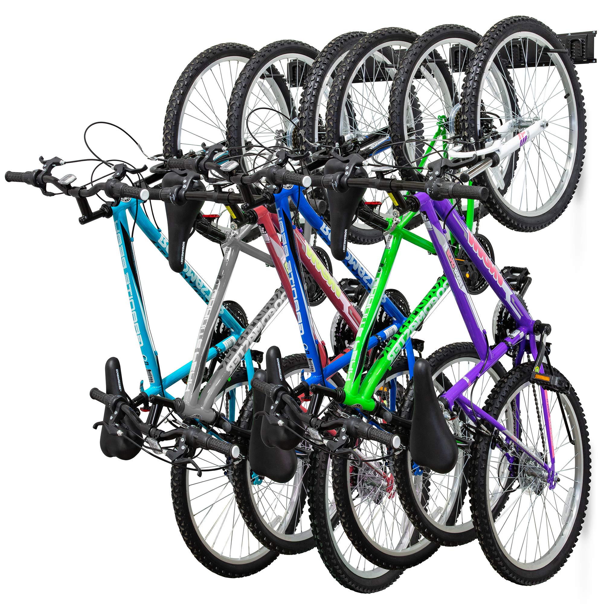 Raxgo Garage Bike Rack, Wall Mounted Bicycle Storage Hanger, 6 Adjustable Hooks Universal For Indoor & Home Use