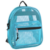 Mini Mesh Backpack for Women, Men, Beach Toys, Pool, and Swimming Gear; Mini Transparent Backpacks with Padded Straps (Aqua)