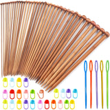 Artonezt Bamboo Knitting Needles Set For Beginners, 18 Pairs (Size 2.010.0Mm) 13.5 Inch Long Single Point Knob Knit Pins, Stitc