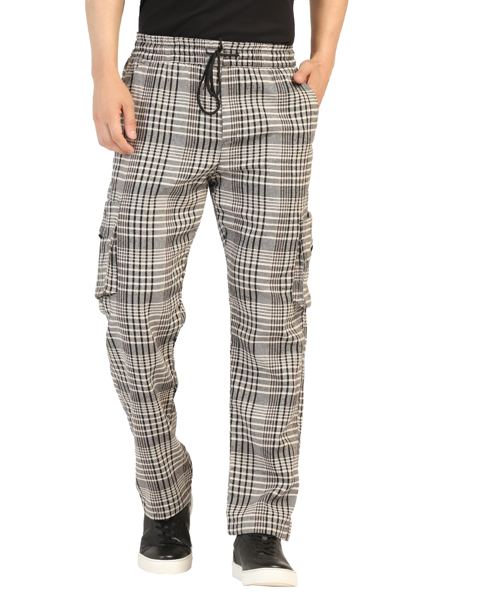 Toplot Men'S Regular Casual Pants (Chex-Trouser-5208-Grey-28_Grey,Grey,28,B0DJKV5XRN