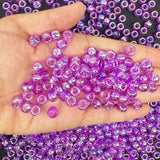 350pcs AB Color Pony Beads for Bracelets,6 * 9mm Purple Acrylic Kandi Bead for Friendship Jewelry Making,Hair Beads for Braids(P