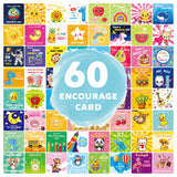 Lunch Box Notes for Kids - 60 Pcs Inspirational & Motivational Affirmation Cards, Cute Encouraging Messages for Boys & Girls, Pe