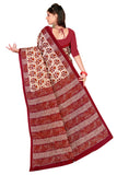 Tamaira Fashion Womens Pure Cotton Saree Without Blouse Piece (8012, Maroon Beige)