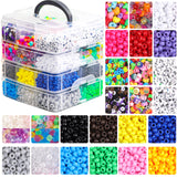 Auvoau 7600Pcs Pony Beads Kit for Kandi Friendship Bracelet Making with Polymer Clay Bead,Letter Bead,Glow in The Dark,Shaped an