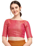OOMPH! Women's Art Silk Solid Half Sleeve Blouse (rbbl81xxl_Salmon Red_2XL)