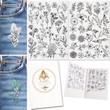 Patemby 50Pcs Embroidery Pattern Water Soluble Embroidery Stabilizers, Stick and Stitch Embroidery Paper Wash Away with Pre-Prin