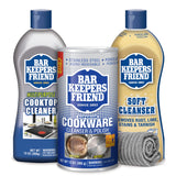 Bar Keepers Friend Kitchen Cleaning Bundle with Soft Cleanser (13oz), Cooktop Cleaner (13oz), Cookware Cleanser & Polish (12oz
