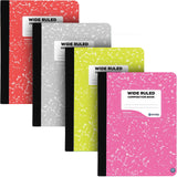 Composition Notebooks Wide Ruled Paper, Colored Marble Composition Notebook Covers, 100 Sheets (200 pages) Composition Books, Wi