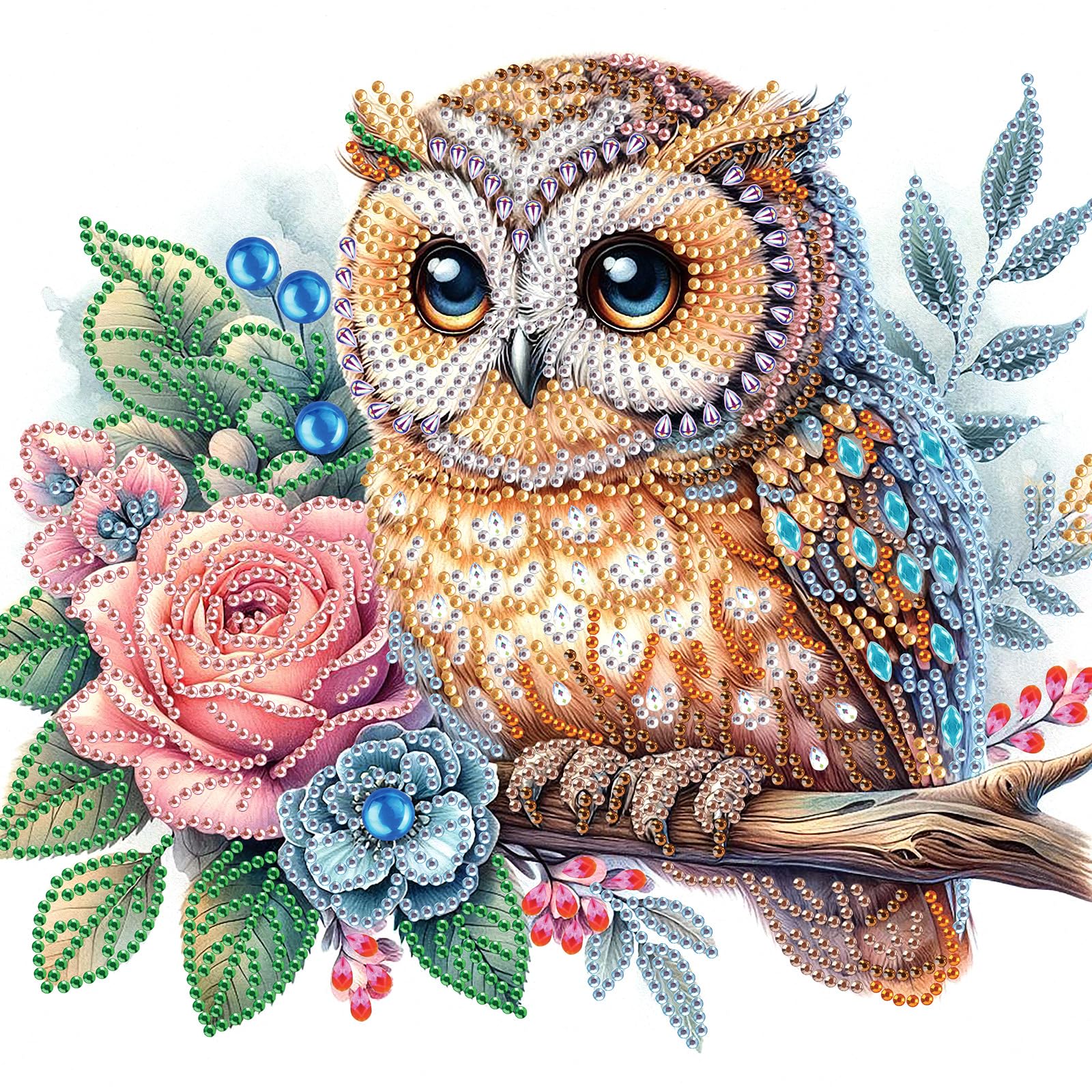 MVVMTOP Diamond Art Painting Kit, DIY Owl 5D Diamond Art Painting Special Shape Drills Diamond Art Painting Mosaic Making Craft,