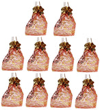 Purpledip Polyester Net Brocade Gift Pouch, Red, 9 Inches: Pack of 10 Potli Gift Bags for Girls (12081)