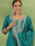 Libas Green Silk Blend Yoke Design Kurta Sets For Women Green Xl