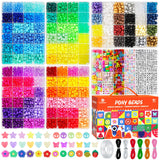 Dowsabel 6 Boxes 120 Colors Pony Beads Bracelet Making Kit, Beads for Jeweley Making with Letter Beads Kandi Beads, DIY Arts and