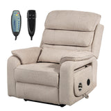 JIKFRIMA Power Lift Recliner Chair for Adults Elderly Lay Flat Velvet Recliners with Massage Heating, Extended Footrest, Wireles